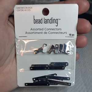 Bead Landing Rhodium Bar Jewelry Connectors - 18 pc